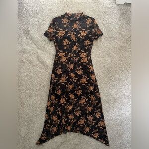 Black dress with yellow florals